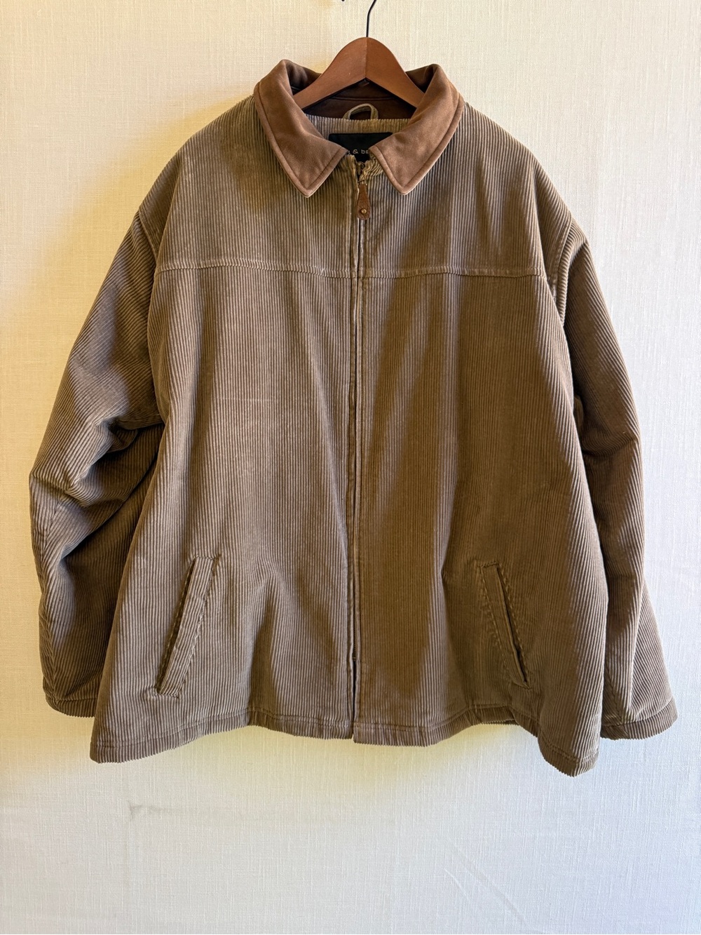 Vintage Croft & Barrow Brown Corduroy Suede Collar Plaid Lined Jacket XL